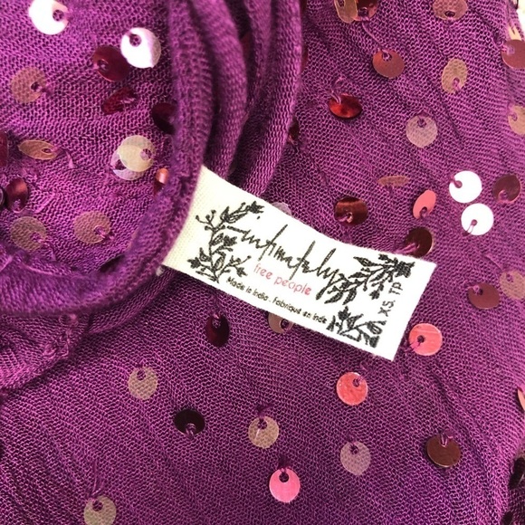 INTIMATELY Free People NWT Plum Sequin Slip Dress XS - Picture 6 of 9